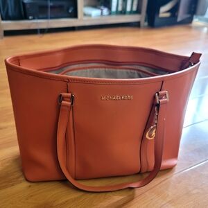 Michael Kors Orange Saffiano Leather Tote